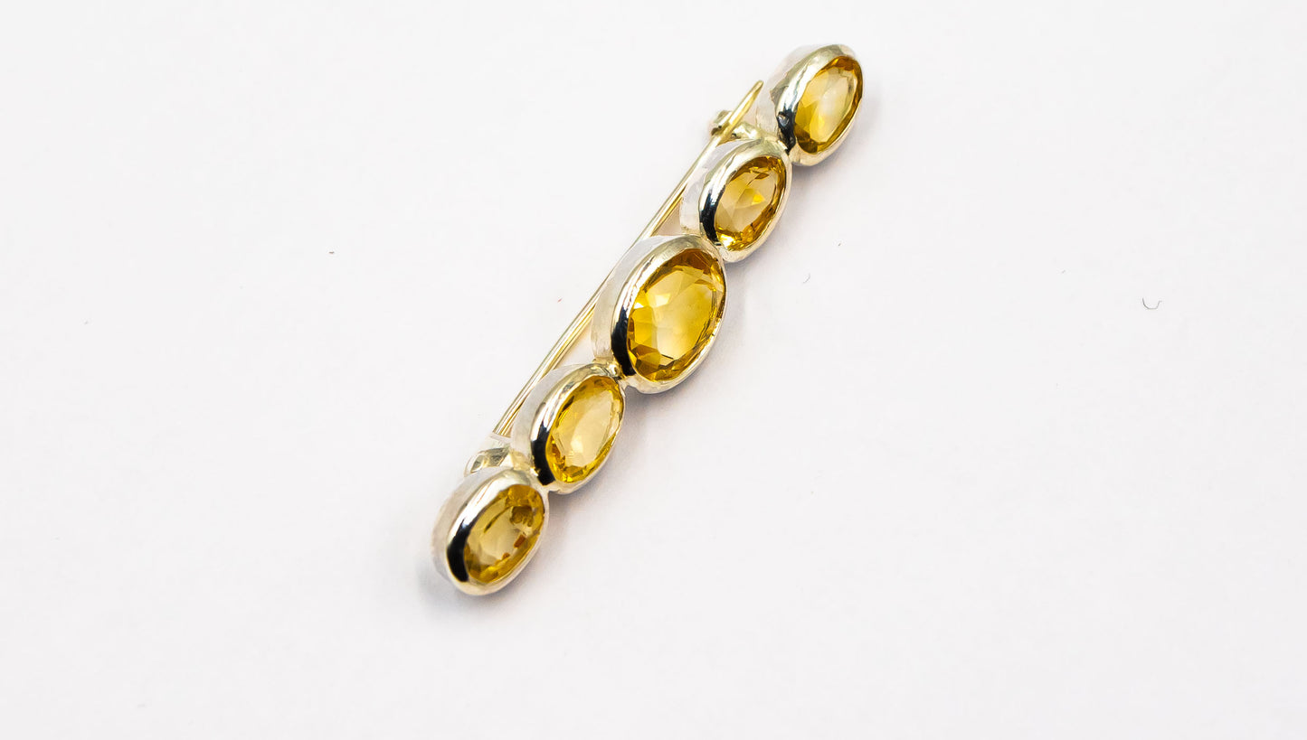 Citrine Bezel Set Large Middle Stone Bar Stock Pin - MP Equestrian