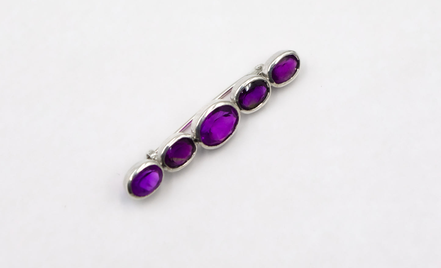 Amethyst Bezel Set Large Middle Stone Bar Stock Pin - MP Equestrian