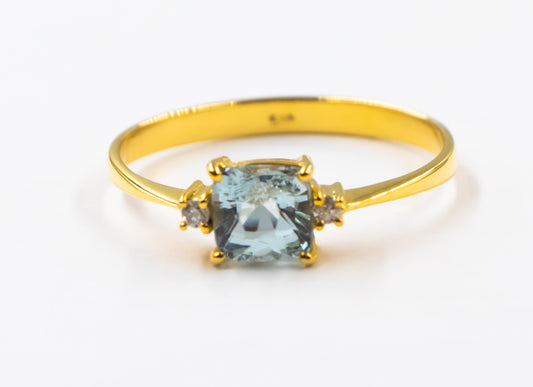 Aquamarine With Diamond Gold Ring - MP Equestrian 