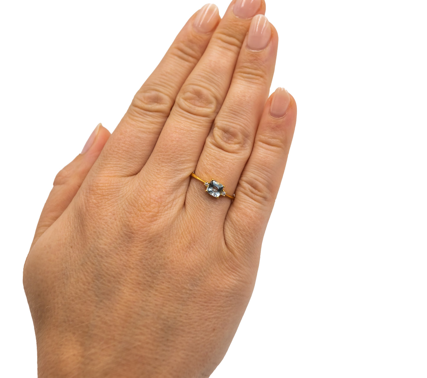 Aquamarine With Diamond Gold Ring - MP Equestrian