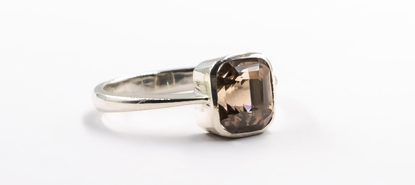 Brown Zircon Silver Ring
