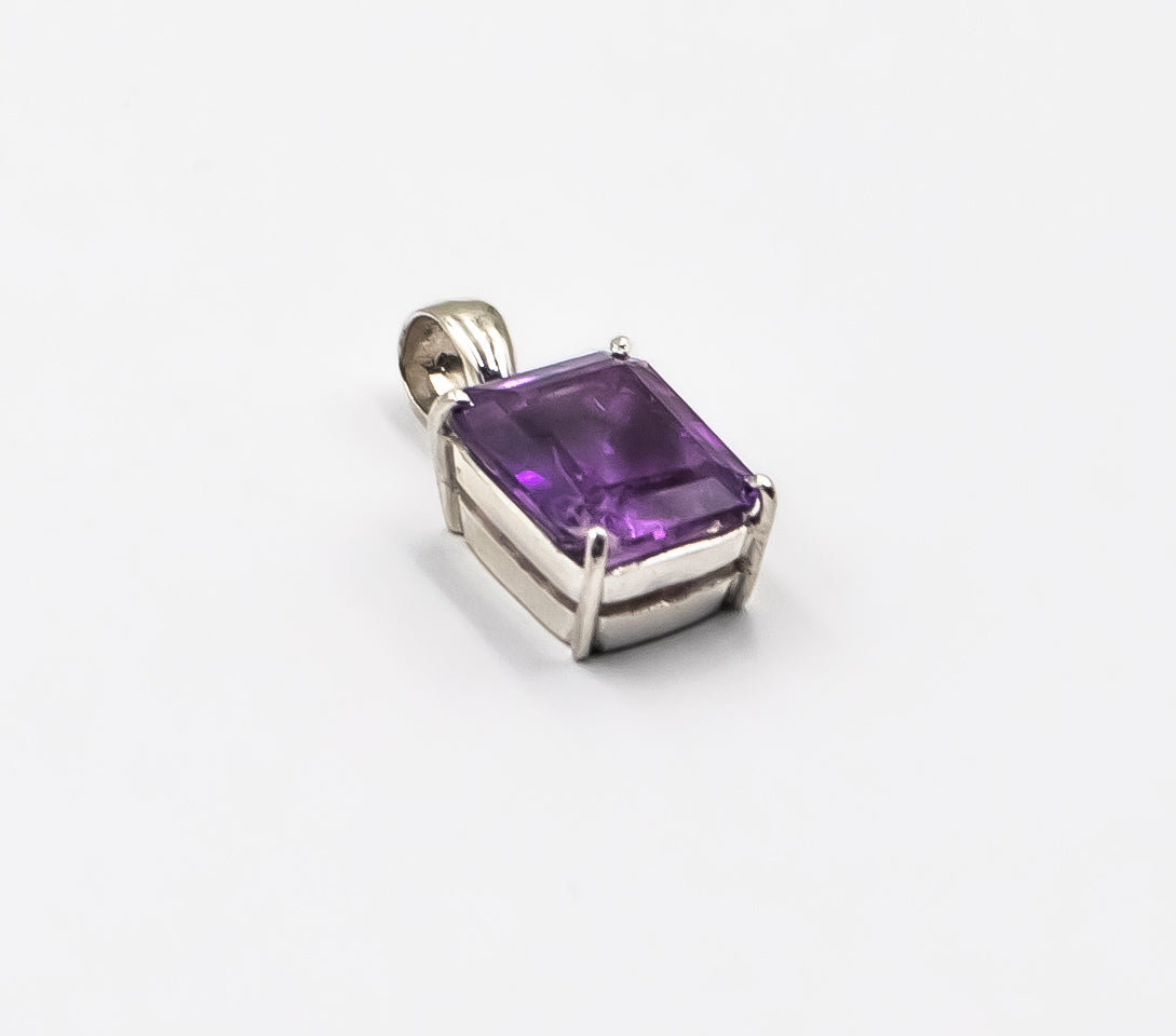 Amethyst Silver Pendant Princess Cut 4.8ct