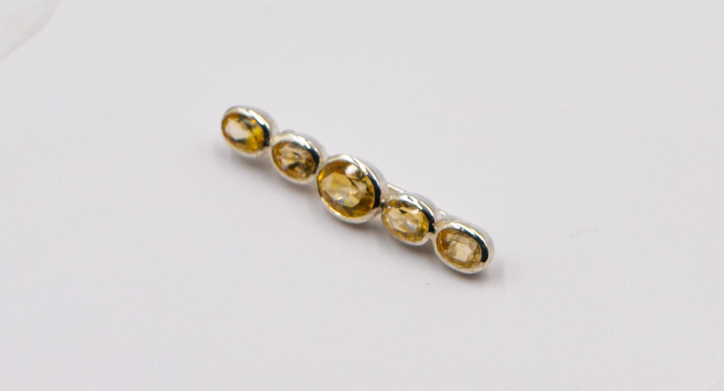 Citrine Bezel Set Large Middle Stone Bar Stock Pin - MP Equestrian 