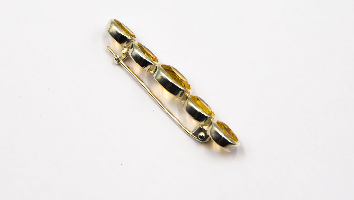 Citrine Bezel Set Large Middle Stone Bar Stock Pin - MP Equestrian 