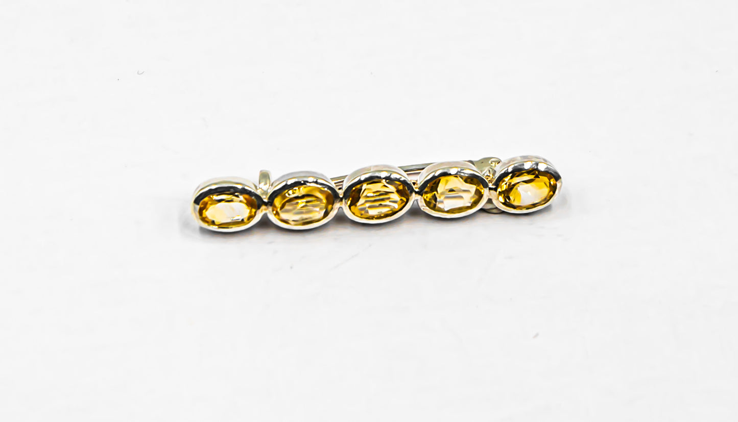 Citrine Bezel Set Bar Stock Pin - MP Equestrian 