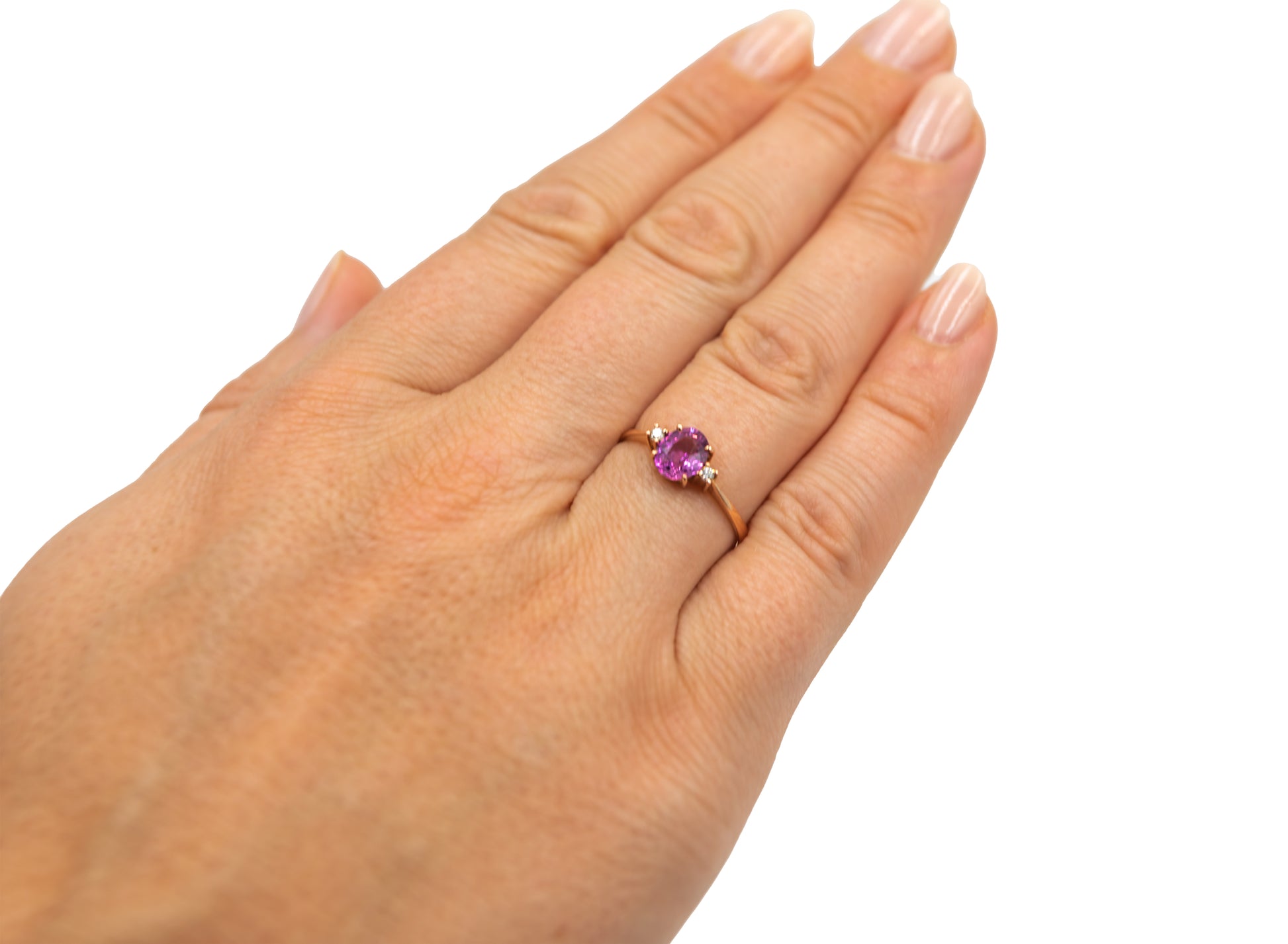Pink Sapphire With Diamond Rose Gold Ring - MP Equestrian 
